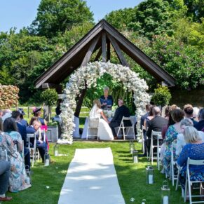 Outdoor civil ceremony in progress on the lawns of this Buckinghamshire venue