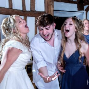 The bride and her children certainly knew how to party for the evening reception at the Tudor Barn
