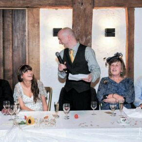 The lively speeches in progress at the Tudor Barns