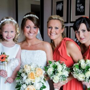 Wokefield Estate Berkshire Wedding Photography - the bride with her bridesmaids pre ceremony
