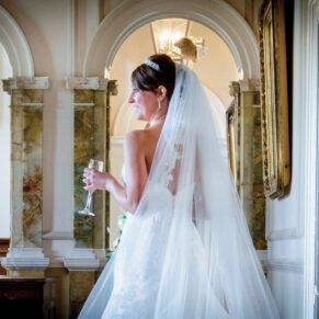Wokefield Estate Berkshire Wedding Photography - bridal portrait with stunning window light