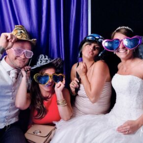 Wokefield Estate Berkshire Wedding Photography - fun pose in the photo-booth