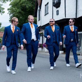 The lads take a stroll at the front of the hotel before the ceremony