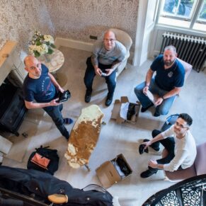 The lads from above pre ceremony in their glitzy two floor suite