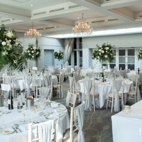 The Cavendish Suite on the Latimer Estate all setup for the wedding breakfast