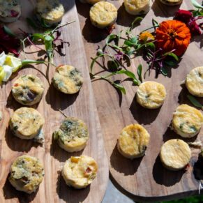 Fabulous wedding canapes captured during the drinks reception at Rackleys Barn