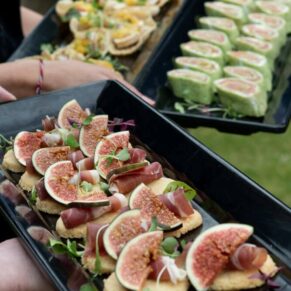 Yummy canapes for the guests at this summer Bisham Abbey wedding