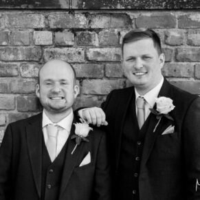 The groom and his best man just prior to his wedding ceremony at Meols Hall