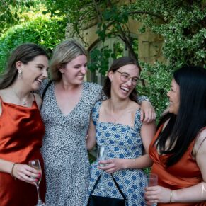 The ladies enjoy the banter during the drinks reception at The Manor House Hotel in Moreton-in-Marsh
