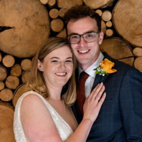The newlyweds pose for the camera at their Manor House Hotel in Moreton-in-Marsh