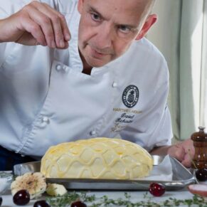 Commercial food photography assignment to capture the head chef at work for Hartwell House in Buckinghamshire