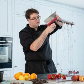 Commercial photography assignment to capture a Buckinghamshire chocolatier working on his delicious creations