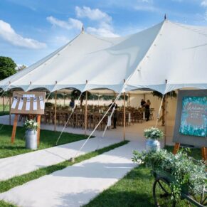 Buckinghamshire photography of a summer festival style wedding marquee entrance