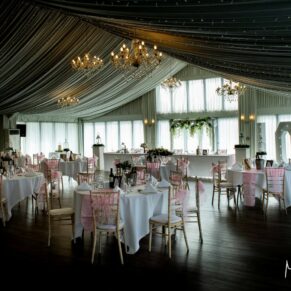 Buckinghamshire marquee wedding photography of the interiors of a large setup