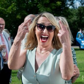 Photography of a guest who was not shy at this Buckinghamshire pub wedding