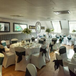 Photography of the Macdonald Windsor Hotel's wedding breakfast interiors filled with gorgeous natural light