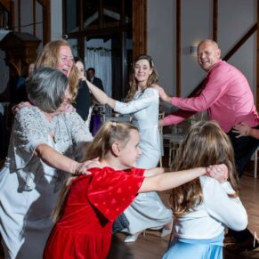 Winters Tale Country Barn wedding photography of the guests enjoying the party vibes on the dancefloor